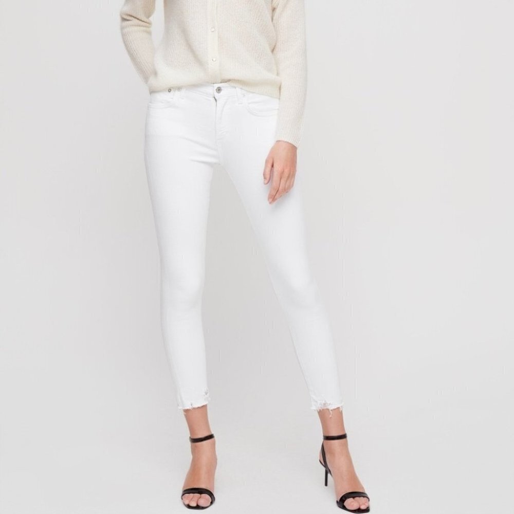 AGOLDE White Sophie Crop Sanction Distressed Ankle Jeans Size 24 NWT